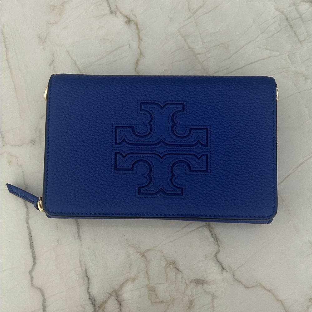 Tory Burch Royal Blue Leather Clutch